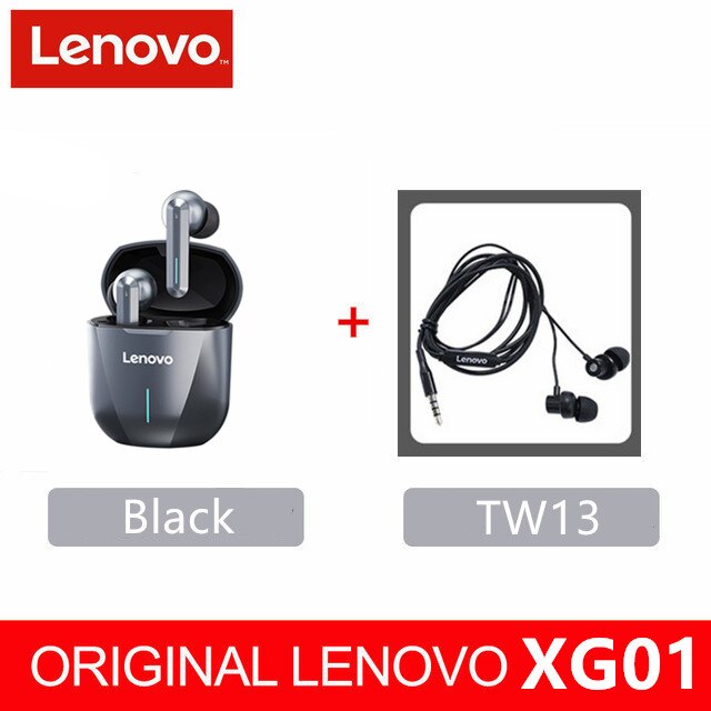 Lenovo XG01 Gaming Earbuds 50ms Low Latency TWS Bluetooth Earphone with Mic HiFi wireless headphones ipx5 waterproof Earbuds: XG01 black tw13