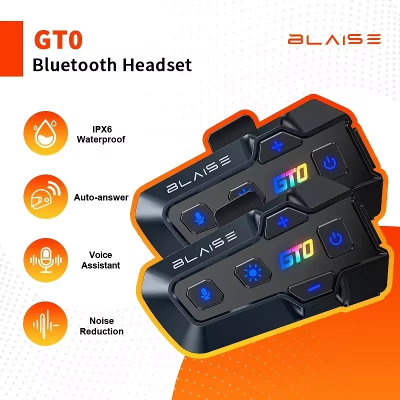 BLAISE GT0 Motorradhelm-Headset, Bluetooth-Freisprechanruf, 1000 mAh, Stereo, wasserdicht, Musik-Spieler, kabelloser Kopfhörer BT 5.3