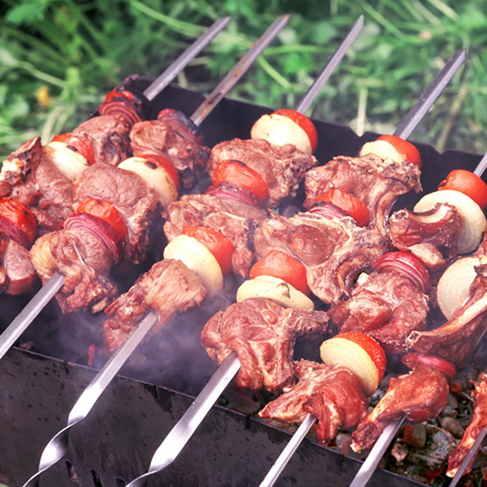 10 stk / sæt rustfrit stål grillnålgrilling kebab flade spyd grill grillpind til udendørs camping picnic madlavningsværktøjer