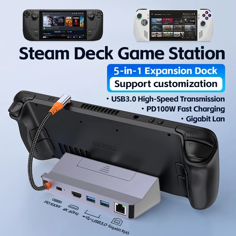 Stacja dokująca Typec Five in One Hub Hdmi4K obsługuje PD Odpowiednia do komputerowego przełącznika Steam z portem kabla sieciowego