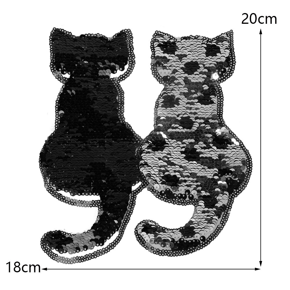 1 Pc Leuke Kat Vorm Omkeerbaar Kleur Veranderen Pailletten Naaien Patch Voor Kleding Diy Patch Applique Zak Kleding Jas jeans Craft