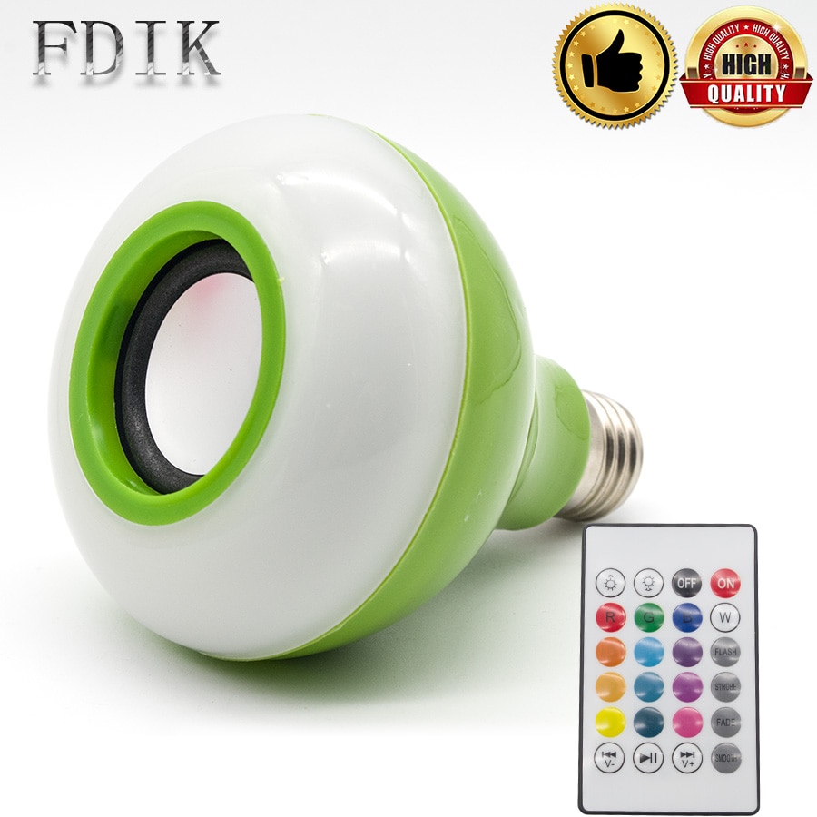Smart Mobiele Bluetooth Muziek E27 LED Lampen Light 220V 12W Draadloze Afstandsbediening Dimmen LED RGB Kleurrijke Muziek lamp Subwoofer