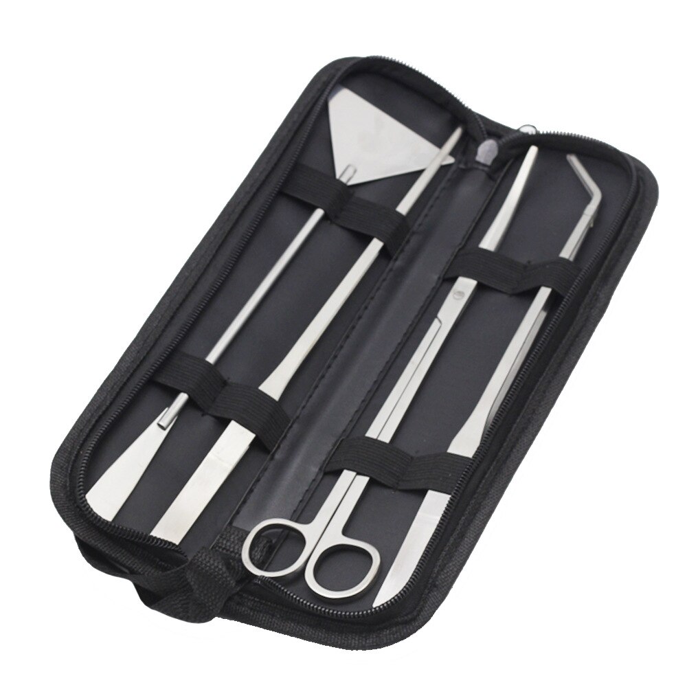 Aquarium Gereedschap Set Planten Pincet En Schaar Gras Rvs Cleaning Tools Planten Aquarium Accessoires 3/4/5Pcs: 4pcs briefcase