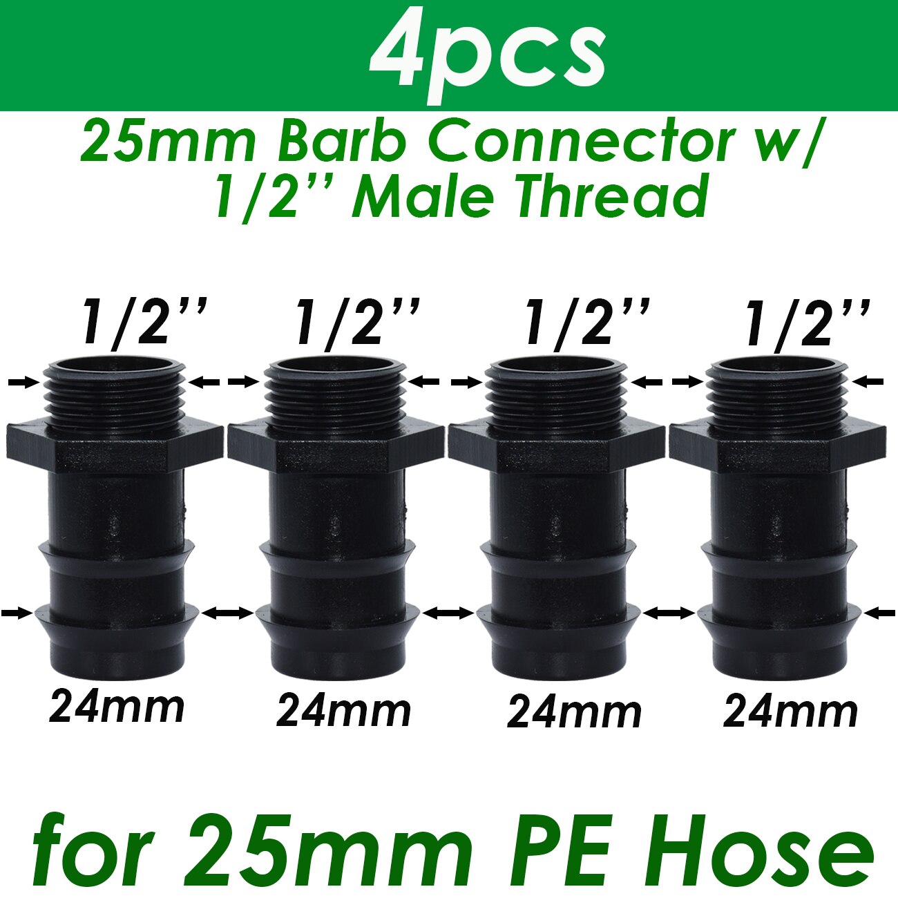 SPRYCLE 4PC 1/2 "3/4" Weiblich Außengewinde Anschluss Zu Widerhaken 16mm 20mm 25mm PE Schlauch Adapter Garten Bewässerung Tropf Bewässerung System: WHITE