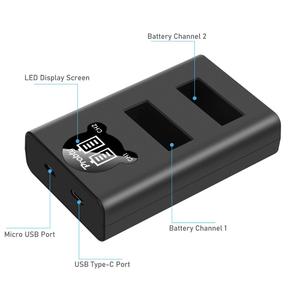 1680 Mah Batterij Voor Gopro Max Oplaadbare Lithium Batterij + Led Display Charger360 Panoramisch Actie Camera Accessoires