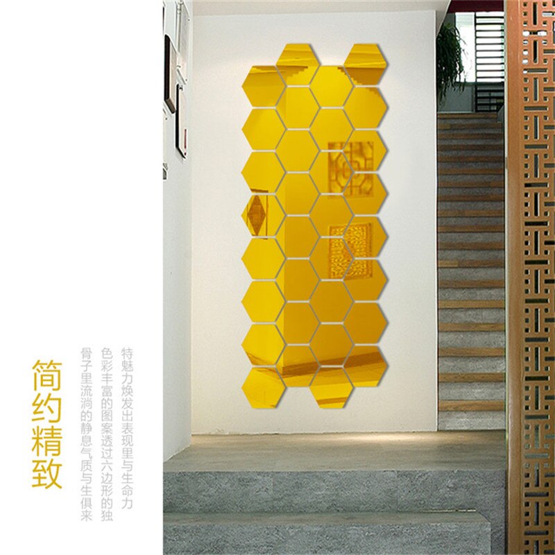 Espejo hexagonal 3D geométrico para decoración del hogar, pegatina de pared para agrandar la sala de estar, seguridad extraíble, 4 tamaños, 12 Uds.