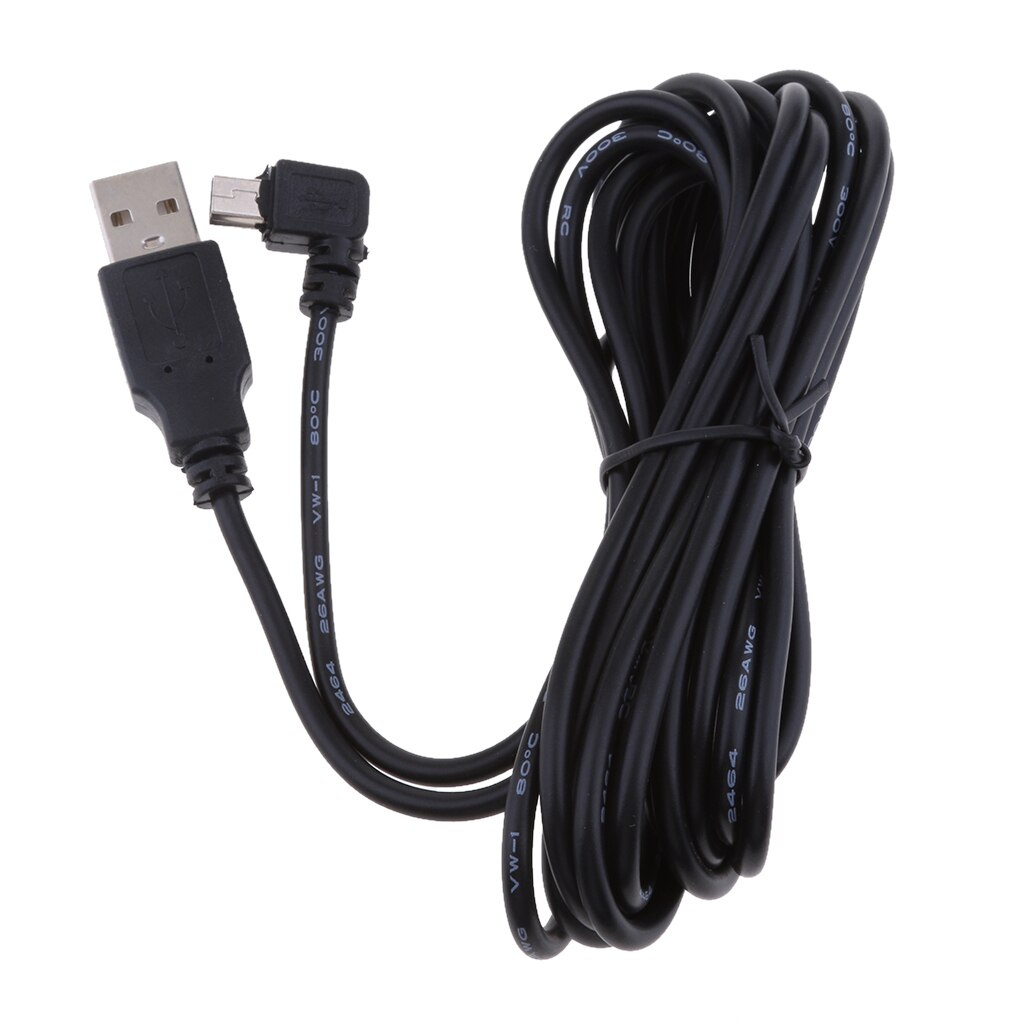Premium Mini USB Charger Cable 5V 2A 90 Degree Right DVR GPS Charging 3.5m
