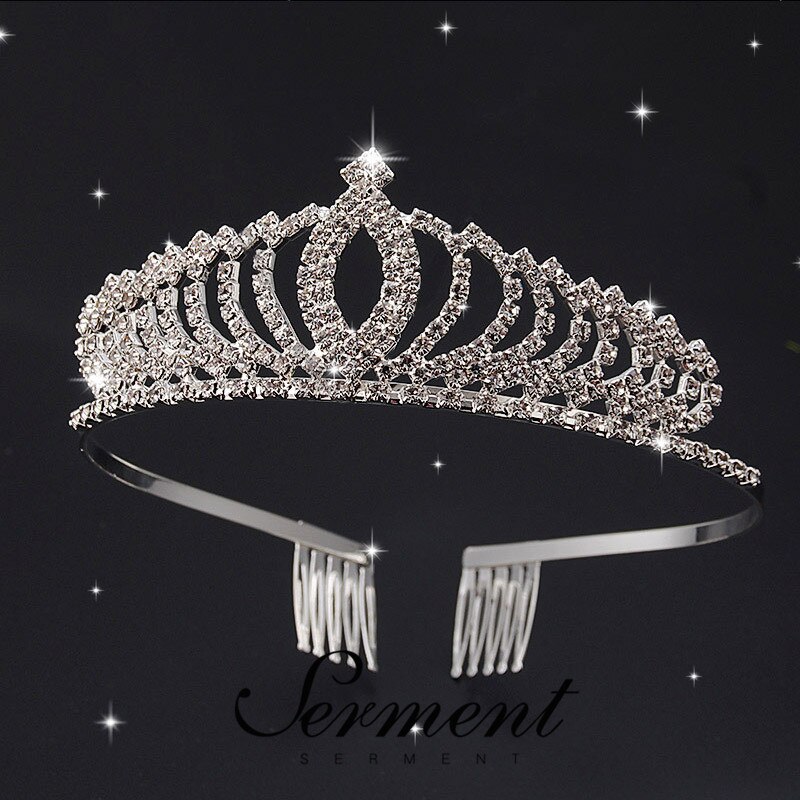 SERMENT Princess Wedding Bridal Bridesmaid Tiara Crown Girls Crystal Zircon Jewelry Hair Accessories Bride Birthday Crown
