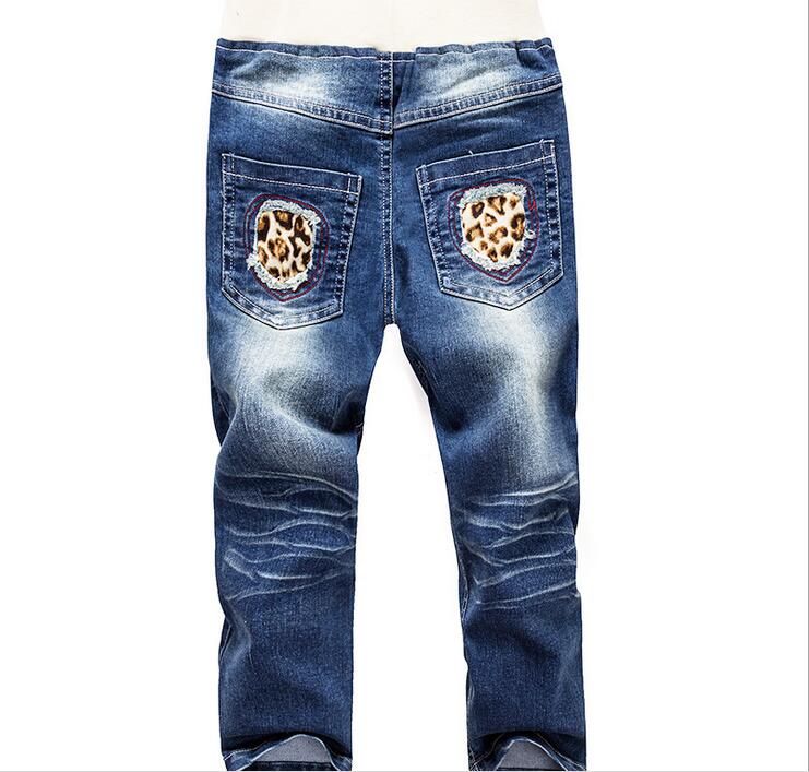 Nuove 2017 Ragazzi Pantaloni Jeans Per Il Ragazzo di Alta Qualità Leopardo grano Tasche Design Kids Jean dei bambini Dei Jeans A Vita Elastica Del Denim Pant