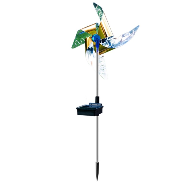 Solar Wind Spinner Garden Stake Pinwheels with 8 Lighting Modes LED Fairy Lights B2QD: Blue
