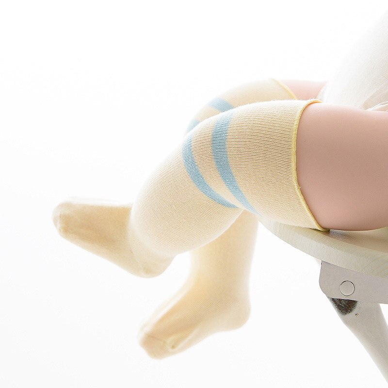 New Stripe Baby Socks Spring Summer Newborn Baby Girl Boy Socks Soft Cotton Kids Infant Toddler Knee High Long Socks Sokken: Light Yellow / 12-36M