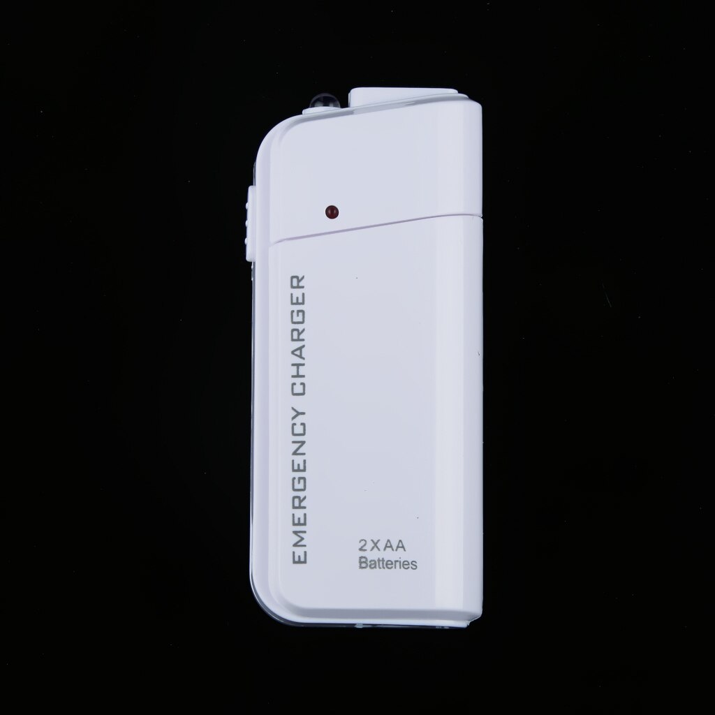 White Emergency Portable 2AA Battery Charger Case Universal for Mobile Phone