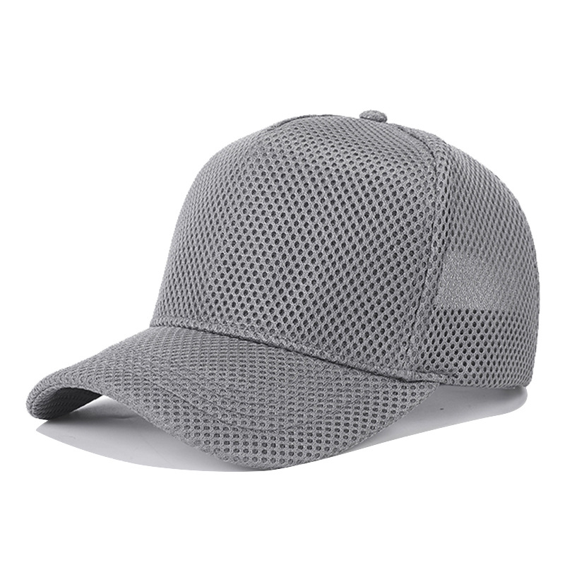 Casquette de Baseball respirante en maille à grosse tête 60-64cm pour hommes et femmes, Section fine, chapeau haut, protection solaire d'extérieur, chapeau en langue de canard: GRIS