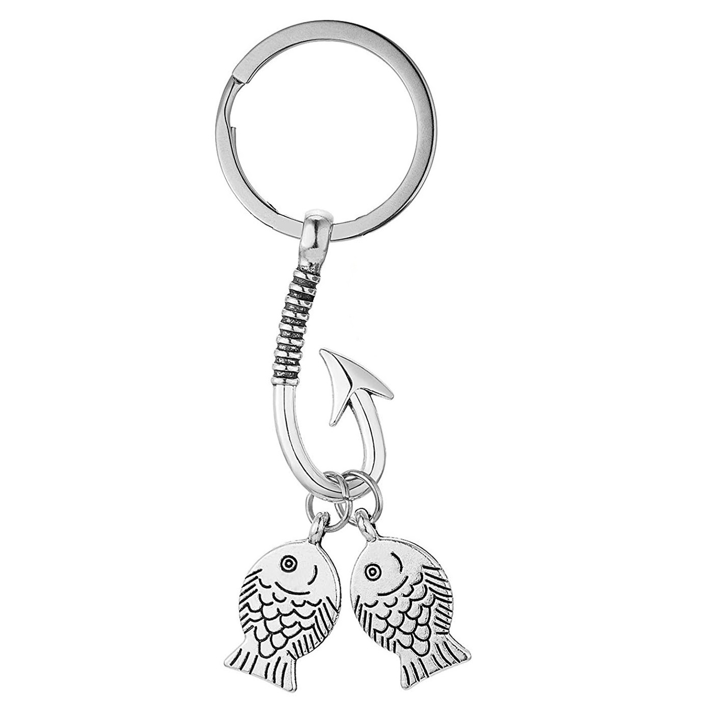 Mode-sieraden Vishaak Element Sleutelhanger Vissen Creativiteit Populaire Eenvoudige Vishaak Sleutelhanger: Black