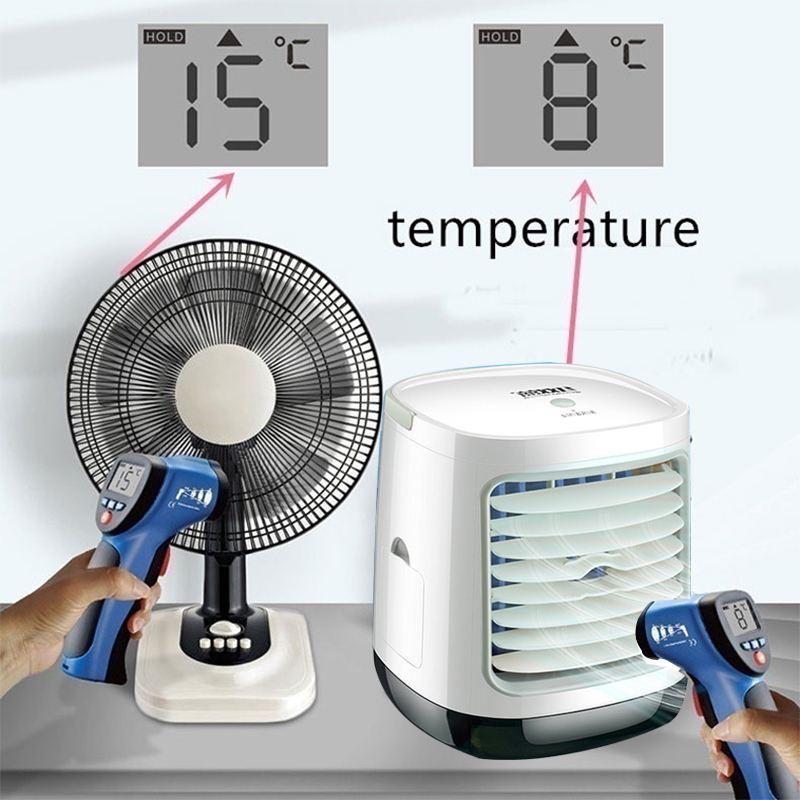 Bærbar mini klimaanlæg ventilator med farve led & vandtank konditionering luftfugter renser usb desktop luftkøler ventilator