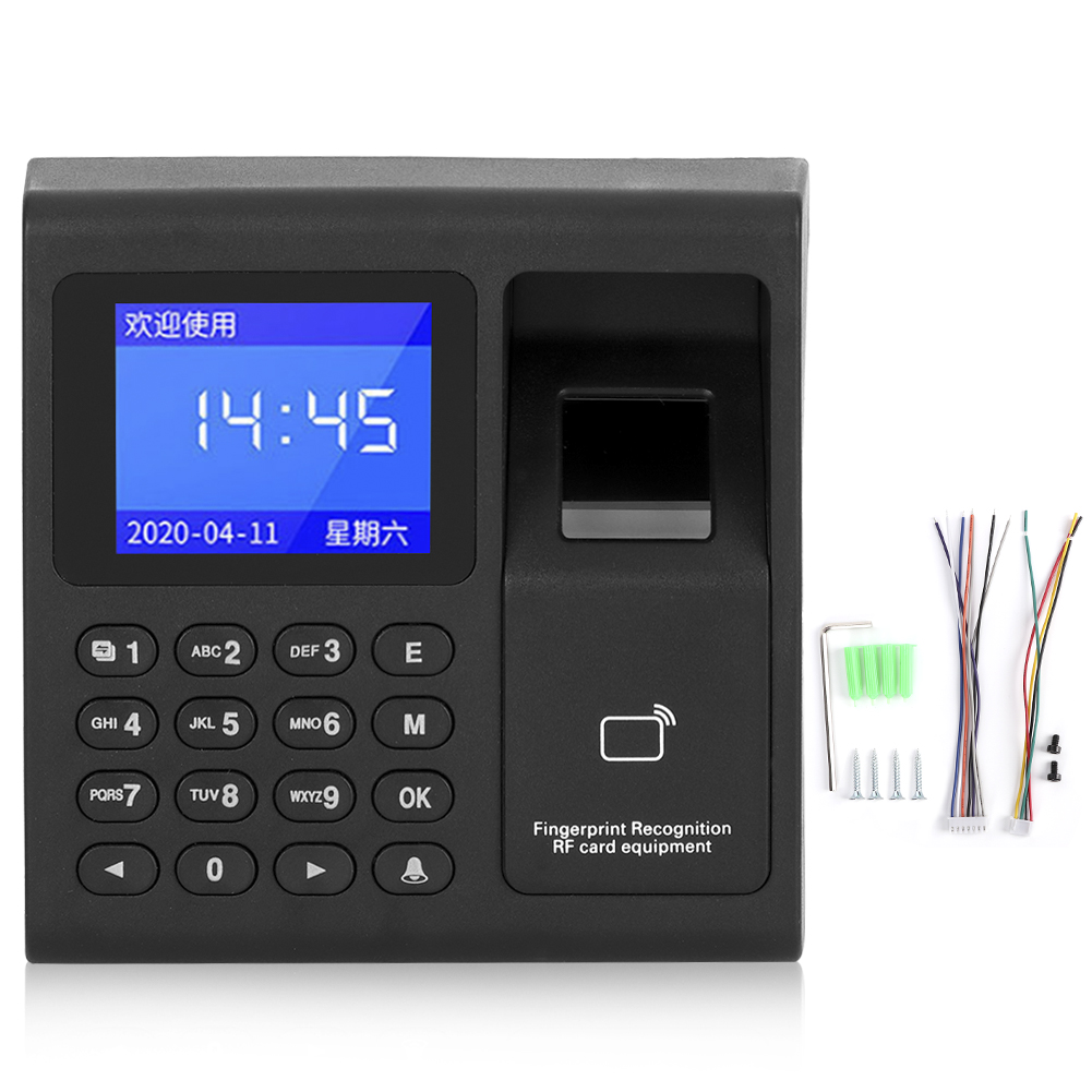 Time Attendance System Clock Recorder 1.8in Time Attendance Machine 26/34 125KHz RFID Biometric Fingerprint ID Card Keyless