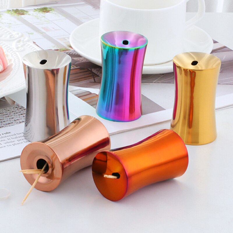Small Toothpick Holder Dispenser Storage Organizer Stainless Steel Gold Silver Rose Gold