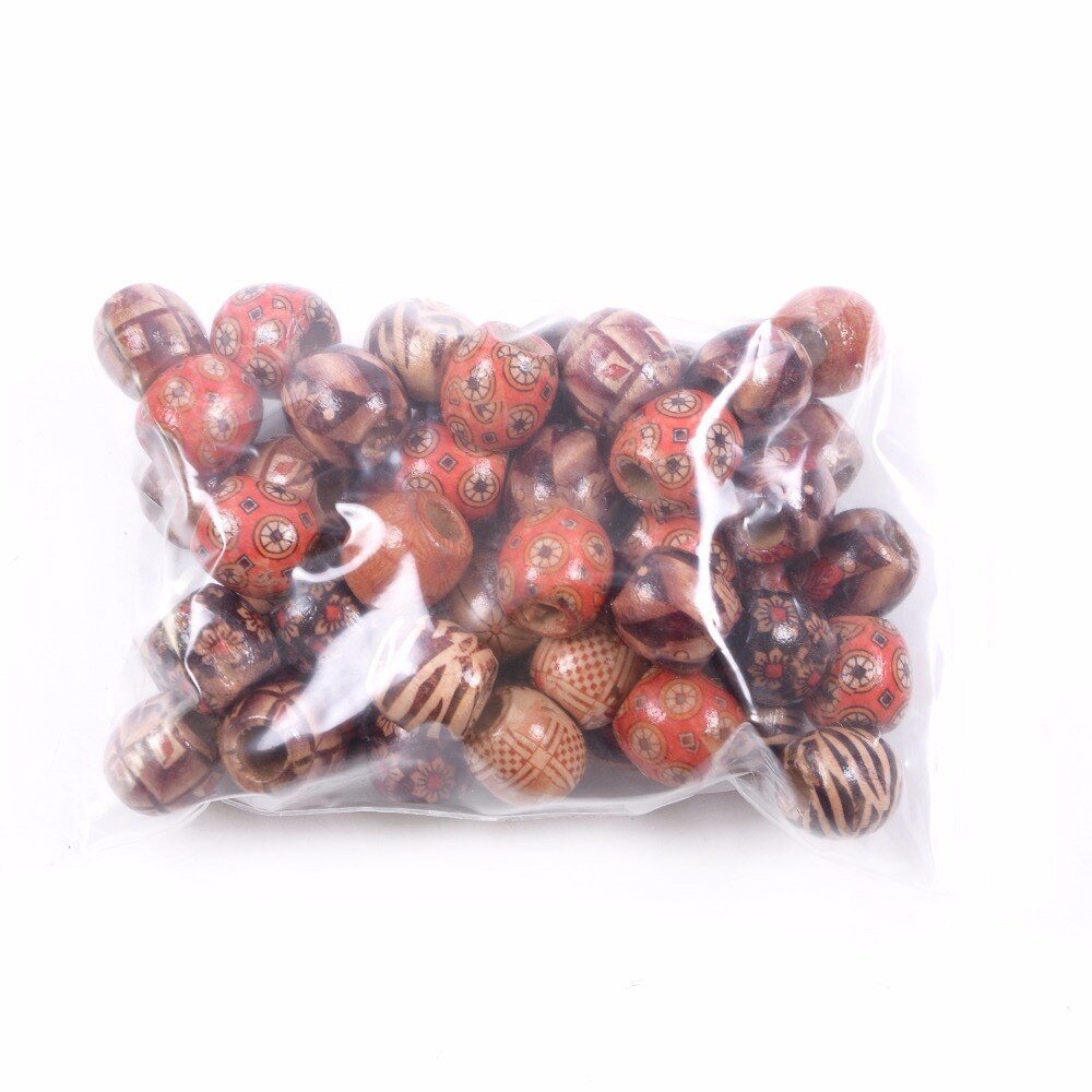 50Pcs Dreadlock Kraal Houten Haar Kralen Vlechten Grote Gat Dreadlock Kraal Ring Buizen Voor Vlechten Haarverlenging Accessoires