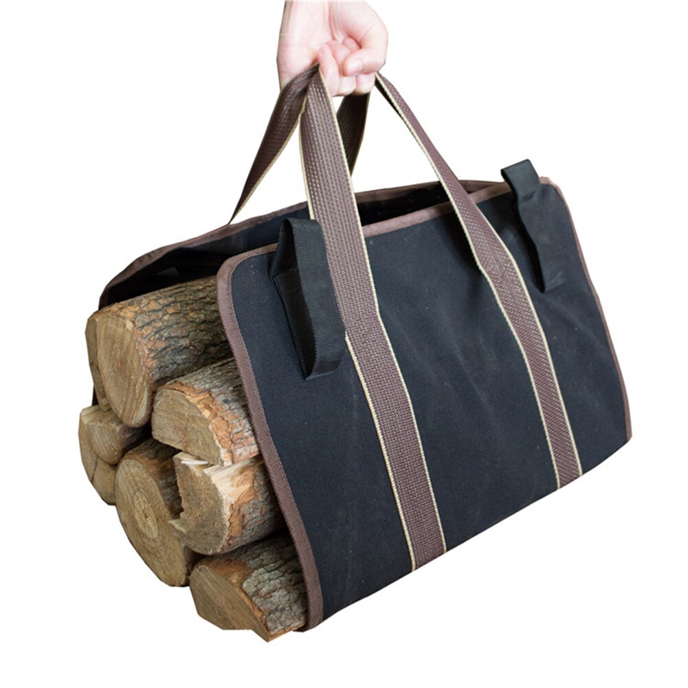 Camping Picnic Outdoor Firewood Bag Canvas Firewood Match Carrier Storage Tote Log Storage Package