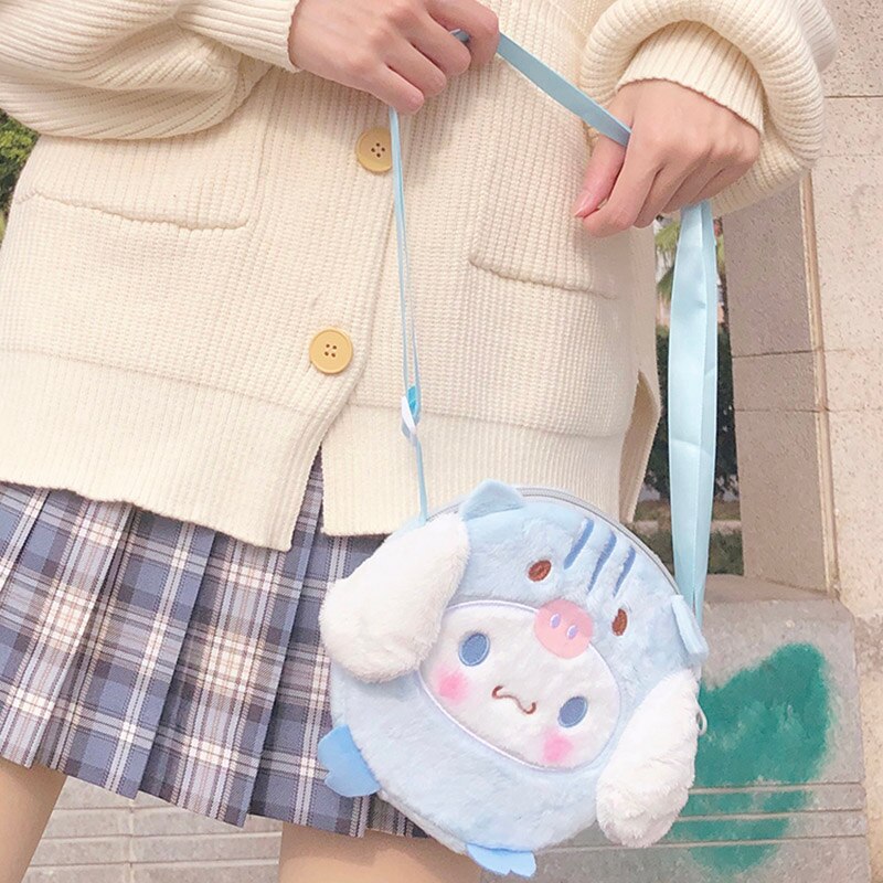 Joli sac en peluche japonais cannelle pour bébé, sac en peluche, doux et mignon, sac à bandoulière Kawaii pour chiens, pour filles