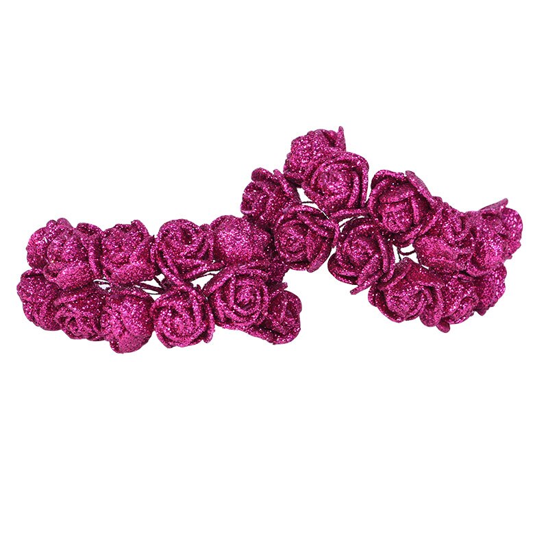 Ramo de flores artificiales de espuma con purpurina brillante, ramo decorativo de rosas de 2cm, decoración para de boda, 72 Uds.: F03
