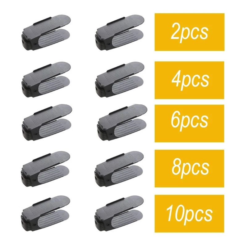 10pcs Adjustable Shoe Rack Shoe Organizer Support Saving Cabinet Closet Shoe Stand Shoes Storage Rack Shoe Box
