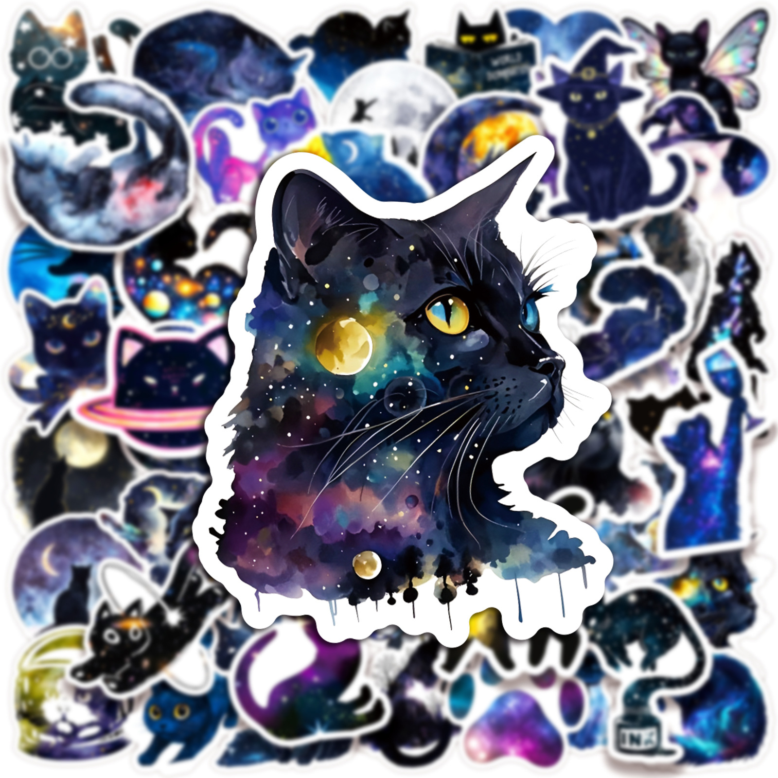 50 urocze naklejki z motywem gwiaździstego kota, naklejki diy, scrapbooking, telefon, bagaż, deskorolka, winyl, wodoodporne, graffiti