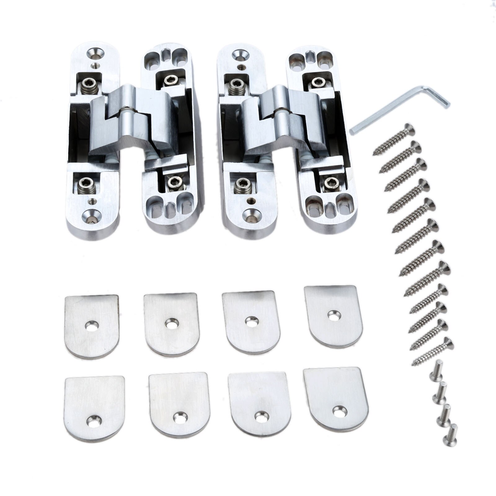 DRELD 2Pcs Zinc Alloy Hidden Hinges Multi Size Invisible Concealed Folding Counter Door Hinge With Screw Furniture Hardware