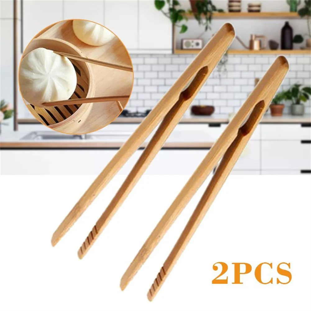 2Stck Holz Tee Clip Bambus Küche Salat Lebensmittel Toast Tong Pinzette Fleck Zucker Eis Tee Utensil Teegeschirr zubehör