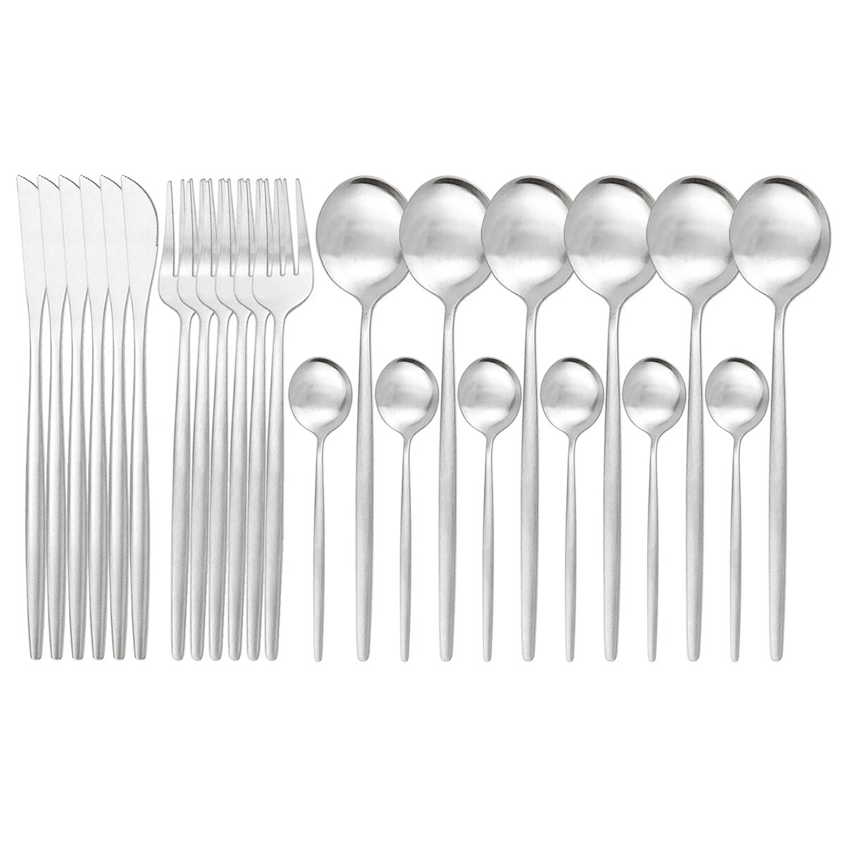 24 stuks /48 stuks zilveren bestekset 304 roestvrijstalen besteksets mes vork lepel serviesset keuken serviesset bestekset: 1 set / Zilver