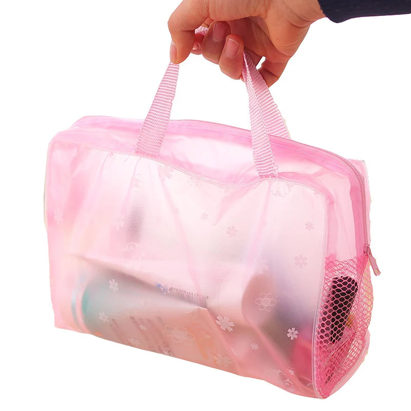 Draagbare transparante PVC make-uptassen Dames bloemen waterdichte make-up tas Reizen wassen Toilettas Douche opbergtas Zakjes