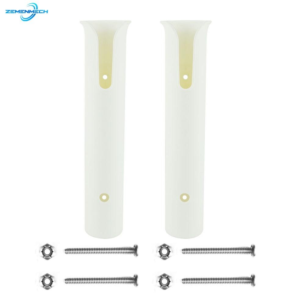 2PCS White Plastic Fishing Rod Holder Fishing Tackle Socket Marine Angling Box Kayak Yacht Catamaran Tube Mount Bracket Pontoon