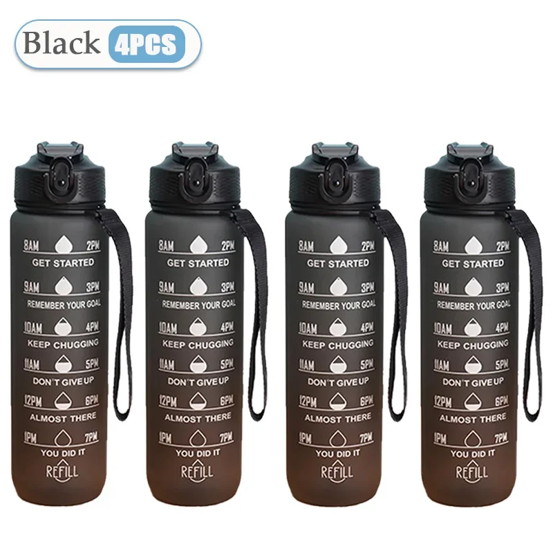 1000 ML Water Bottle Motivational Sport Water Bottle Leakproof Drinking Bottles Outdoor Travel Gym Fitness Jugs For Kitchen: Brown