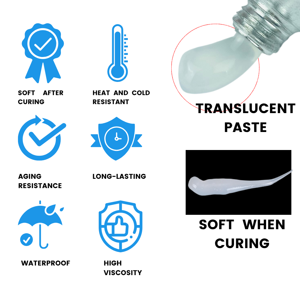 Adesivo impermeabile sigillante in gomma siliconica per incollare silicone/plastica/metallo/vetro, ottimo per sigillante per elettrodomestici