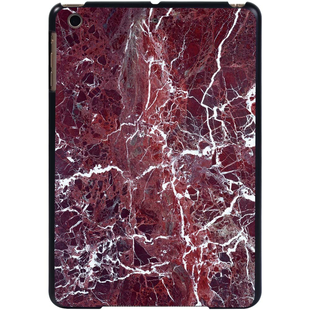 KK&LL For Apple iPad Mini 1/2/3 A1432 A1454 A1490 A1491 A1600 A1601 - tablet PC Plastic marble pattern Slim Stand Case Cover: white vein in red
