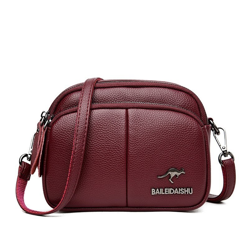 Casual zachte leren kleine schoudertassen voor vrouwen eenvoudige dames crossbody tas merk handtassen: Wijnrood