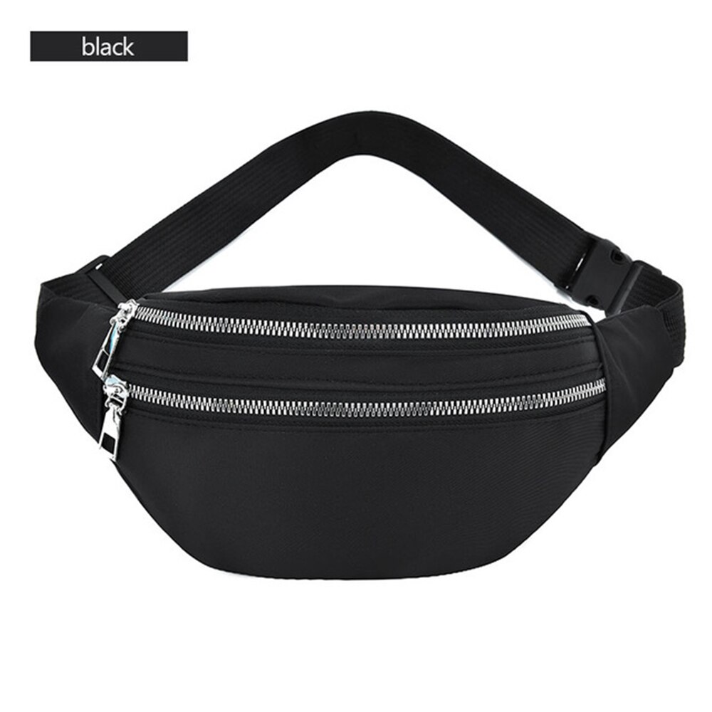 Women Men Colorful Unisex Waistbag Belt Bag Mobile Phone Zipper Pouch Packs Belt Bags: Black