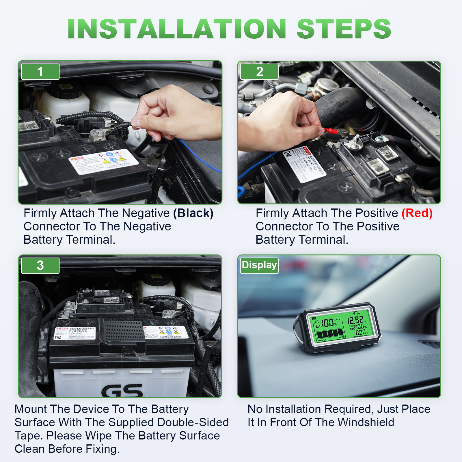 ANCEL BM200 PRO LED Battery Tester for 12V Battery Monitor Display Battery Health SOH SOC Tester Analyzer Charging Tester Tools