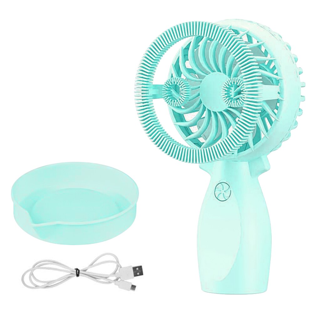 2 in 1 håndholdt blæser & amp; bobleblæser mini personlig fan boble maskine dobbelt brug elektrisk ventilator håndholdt boble stav boble ventilator: Grøn