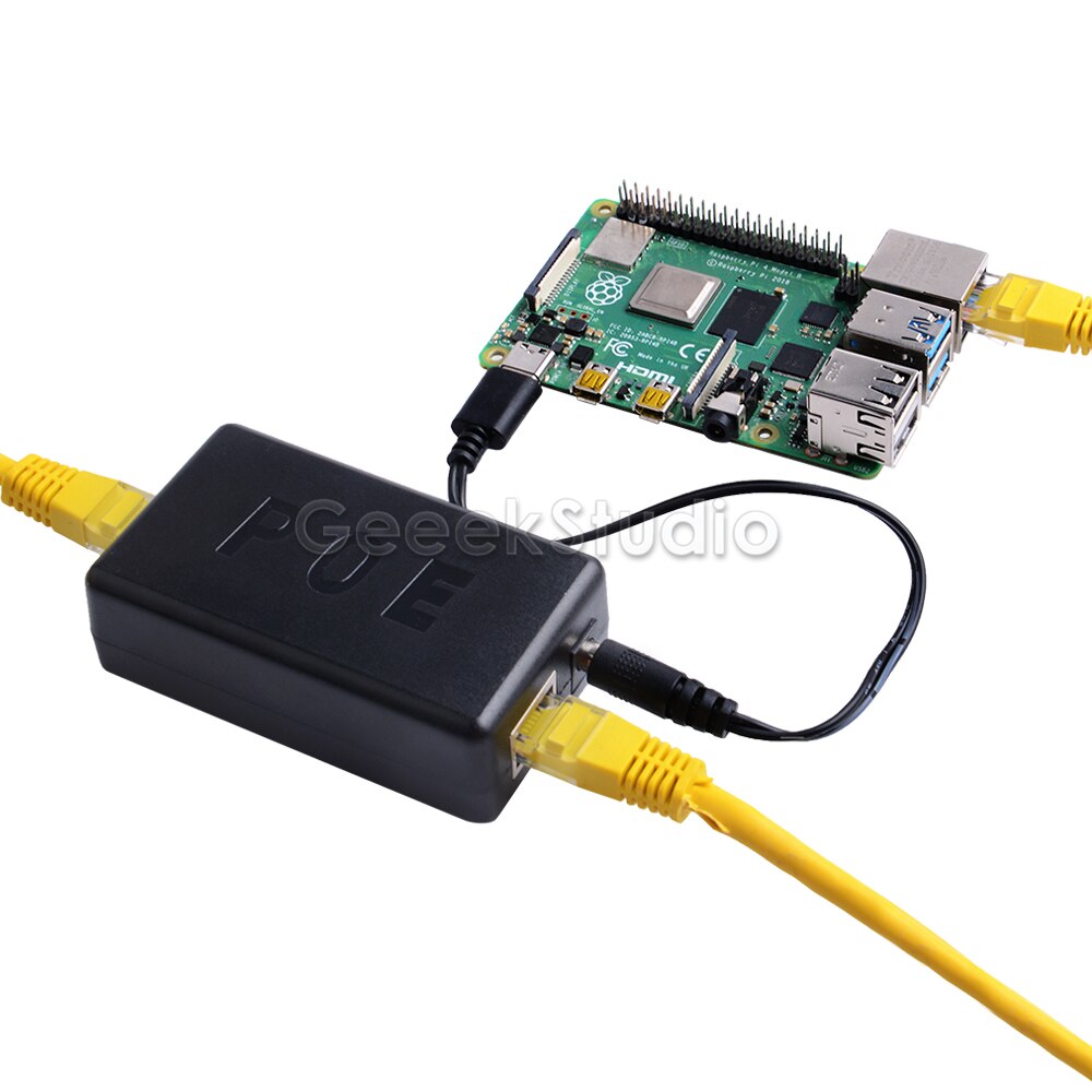 Gigabit raspberry pi 4 b/3b + ativo poe divisor usb tipo c 48 v a 5 v alimentação sobre ethernet cabo poe interruptor