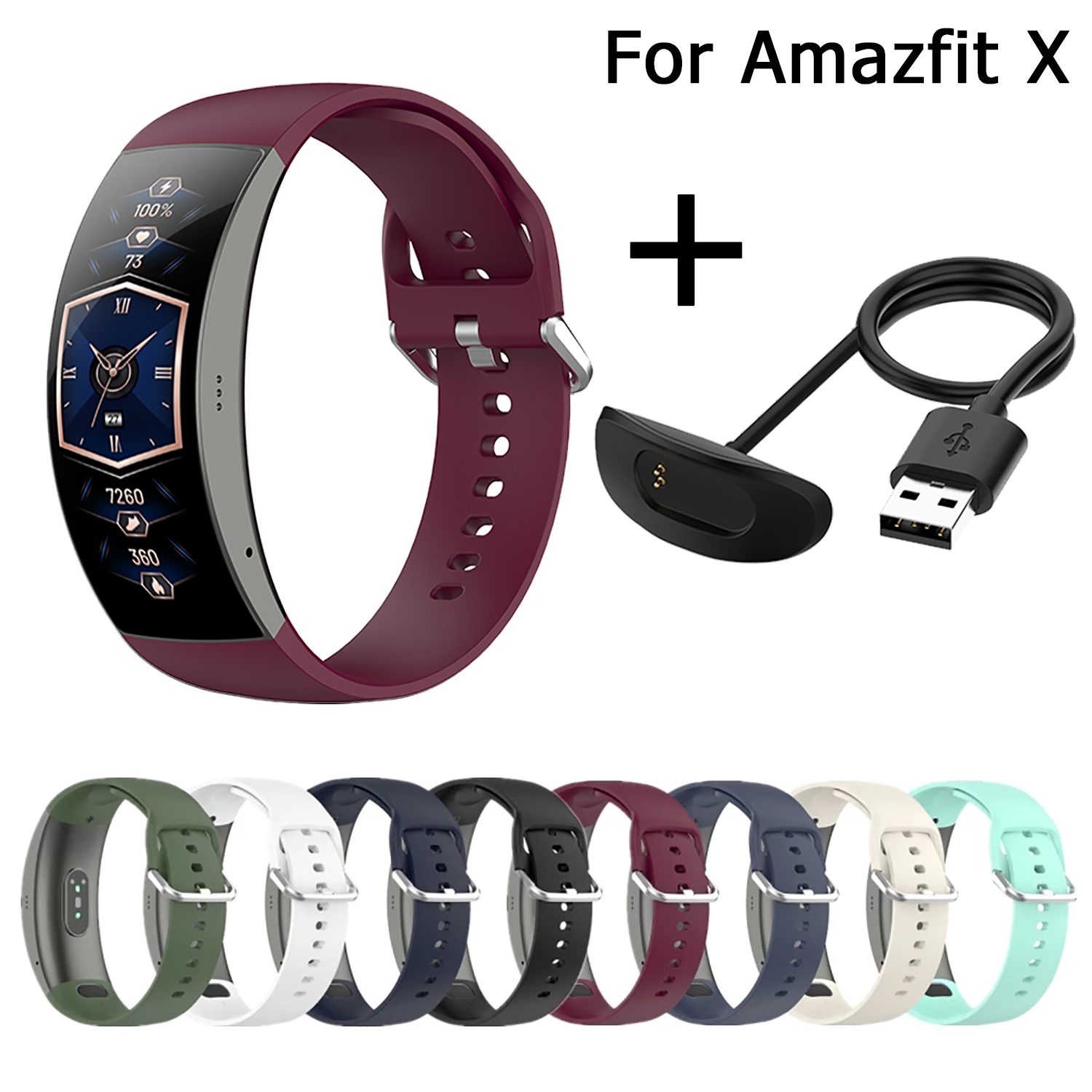 Watch Band For Amazfit X Wrist Strap Charger For Amazfit X Charging Cable Adjustable Soft Bracelet Smart Watch Accessories