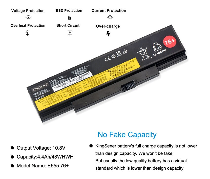 ANTIEE Batteria Laptop 48Wh 10.8V Compatibile Per Lenovo ThinkPad E550/E555/E560/E565, Codice 45N1762, 3INR19/65-2, 5200mAh