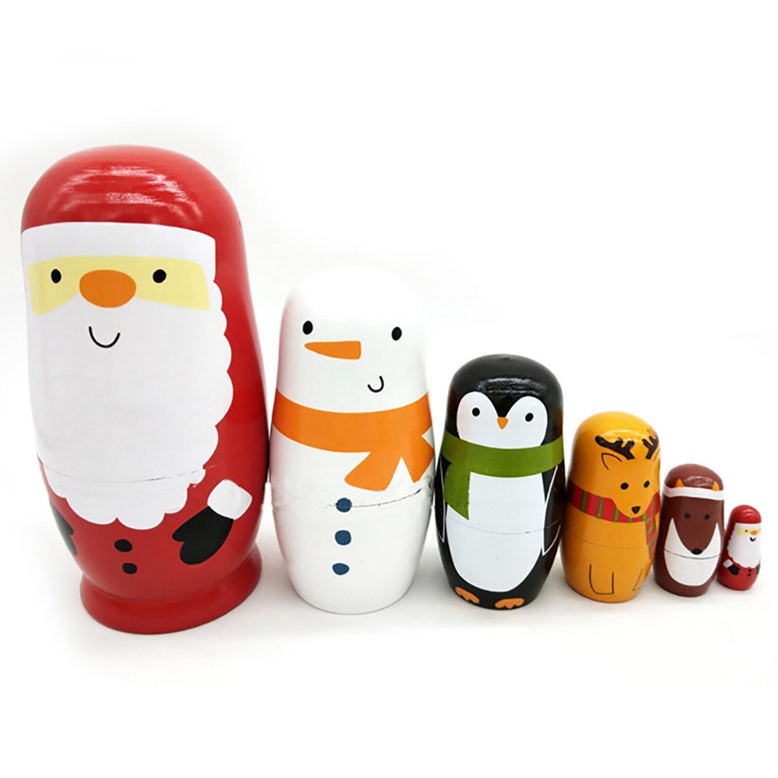 Matryoshka rusa, seis capas de Papá Noel, juguetes de madera, de San Valentín, decoración del hogar