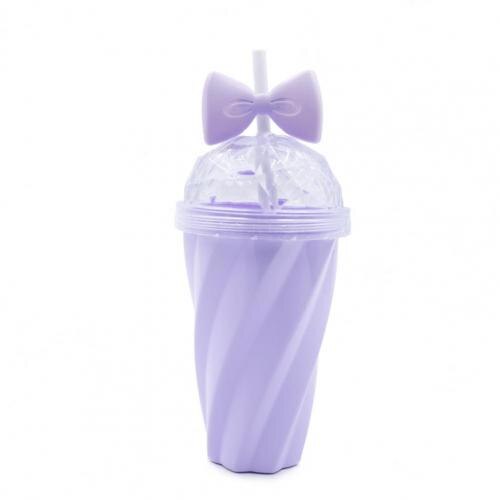 Tasse à eau torsadée avec nœud papillon pour filles, 380ml, en paille, de couleur vive, pour activités de plein air