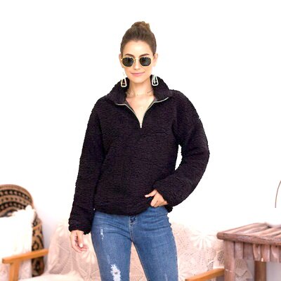 Women's Polar Fleece Lined Sherpa Quarter-Zip Jacket
