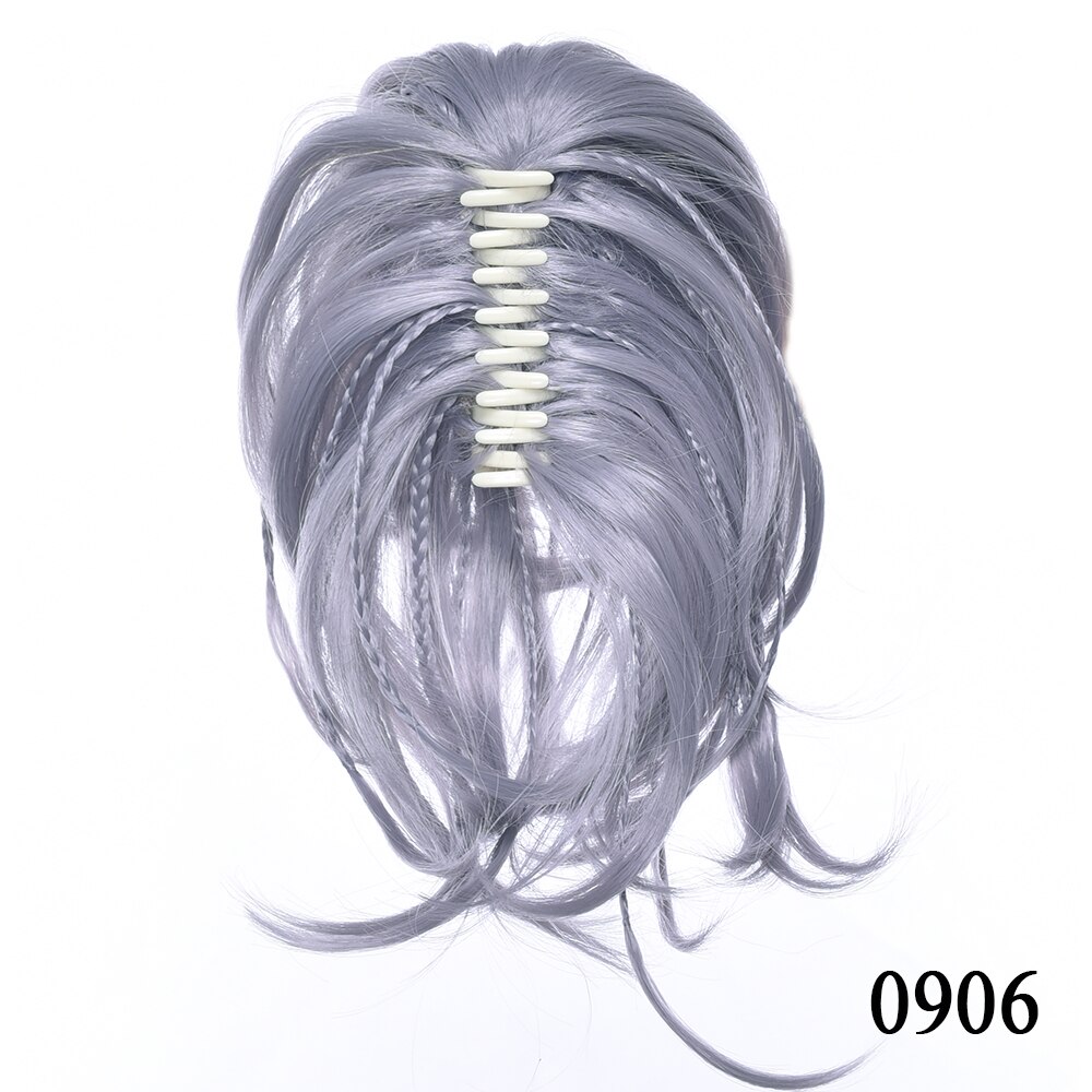 Soowee trenza de pelo sintético cabello rubio negro Clip en extensión de cabello cola de Pony recta Cola de Caballo gris garra para mujeres: 0906