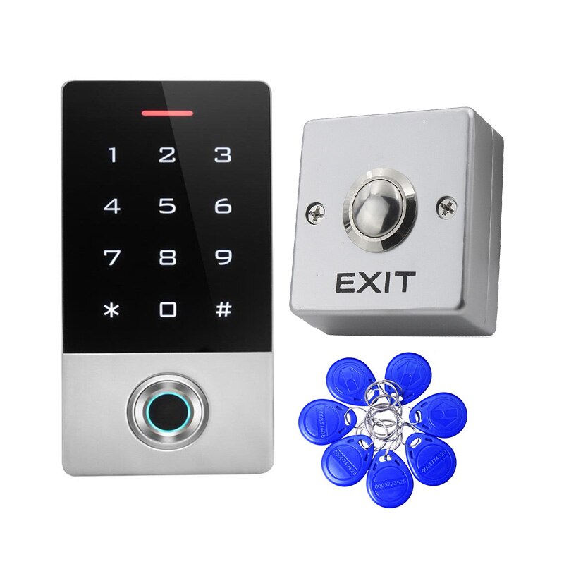 Touch panel RFID ID Wasserdichte IP66 Passwort fingerprint access control Metall Fall Biometrie türschloss Access Control kepad: ZL53 kit 10 tags
