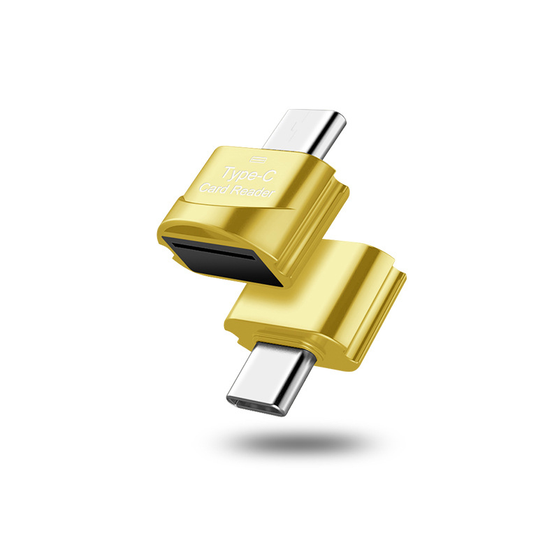 Micro SD to Type C Card Reader OTG USB Type-C Adapter Phone External Memory TF SD Card Adapter for Laptop Samsung Xiaomi: Gold