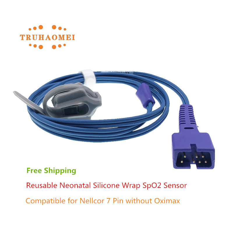 Reusable SpO2 Sensor 7 Pin for Nellcor Pulse Rate Oximeter Probe Patient Monitoring SaO2 Sensor Without Oxi-Max Tech Short Wire: Red