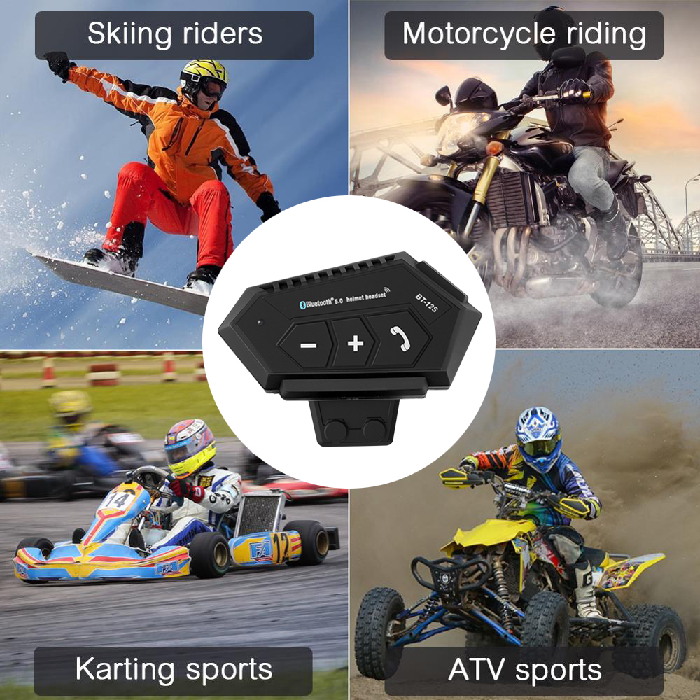 Bluetooth 5.0 motorhelm headset bt -12s waterdichte hoofdtelefoon handsfree bellen stereo draadloze oortelefoon muziekspeler luidspreker